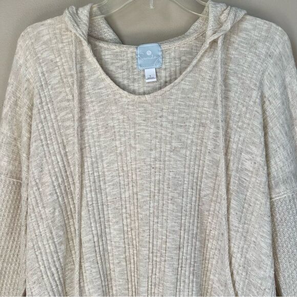 Sunday Linen Blend Long Sleeve Tie Bottom Stretch Lightweight  Hoodie Size L - Picture 2 of 11